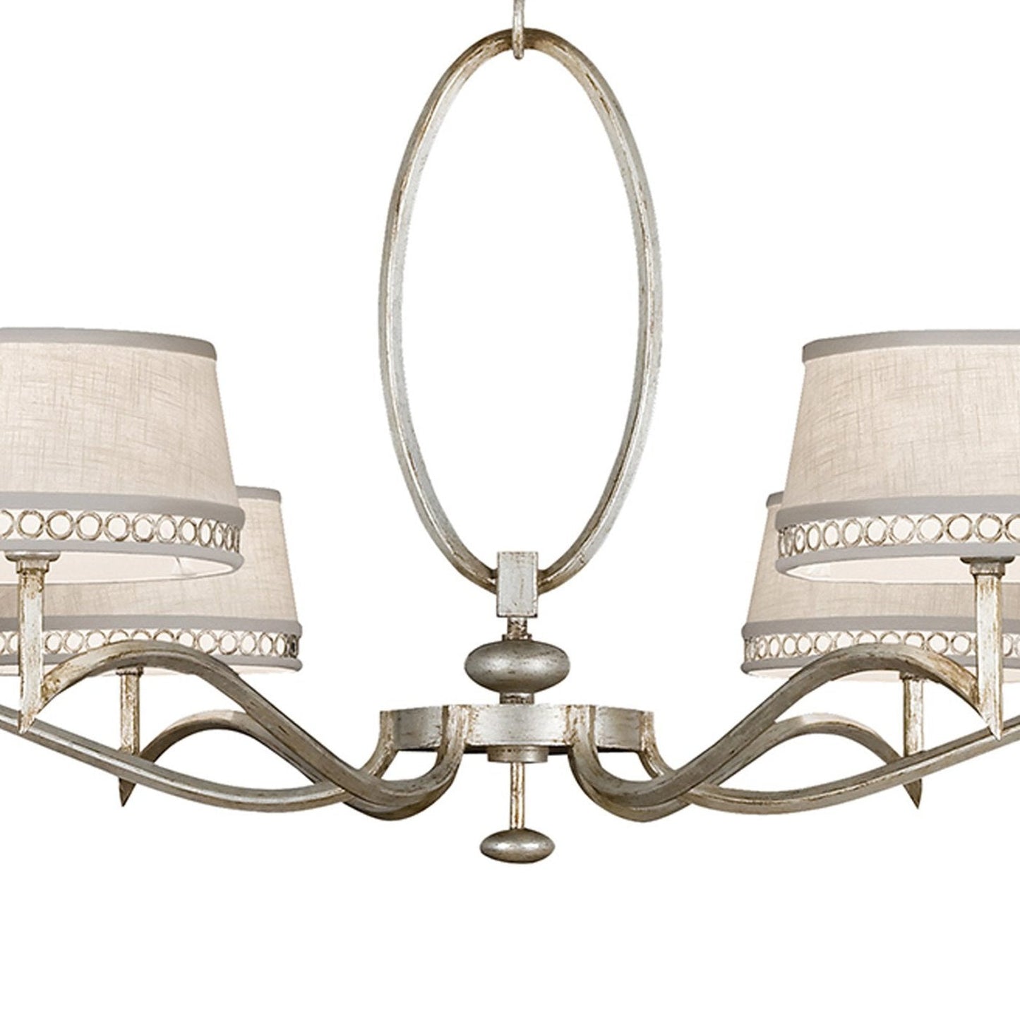51-Inch Leaf-Finish Fabric Shade Chandelier
