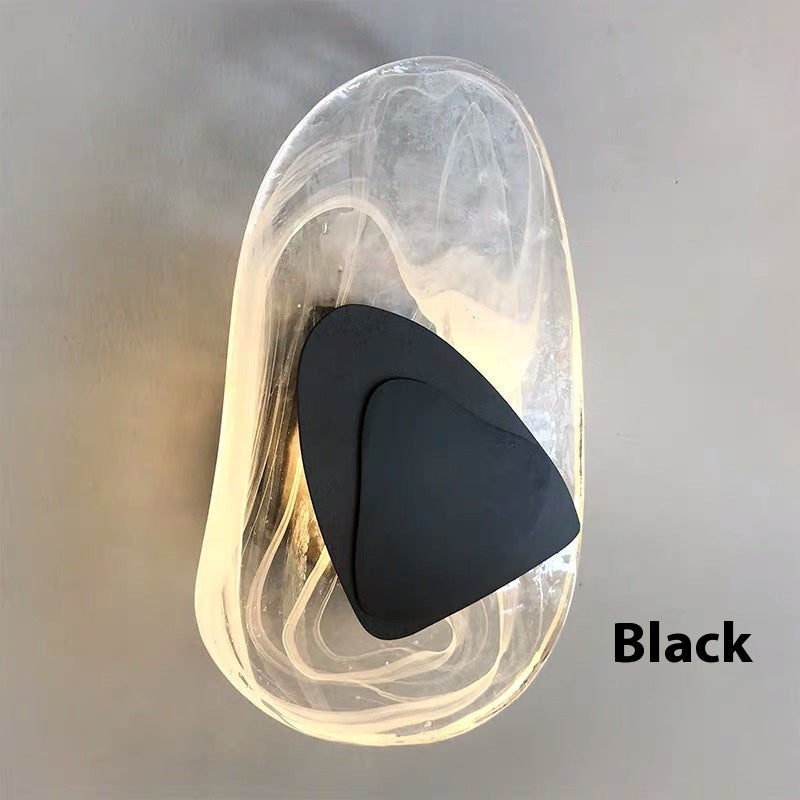 Minimalist Glass and Iron LED Wall Light / Tricolor Light / Black