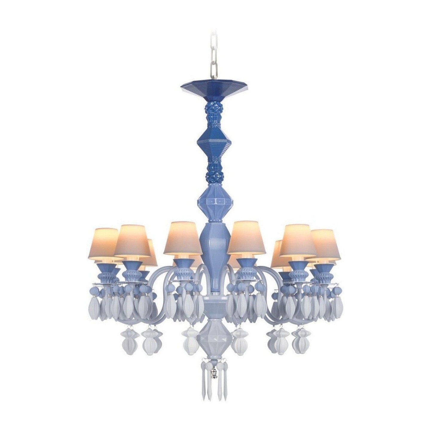 12-Light Engraved Porcelain Chandelier