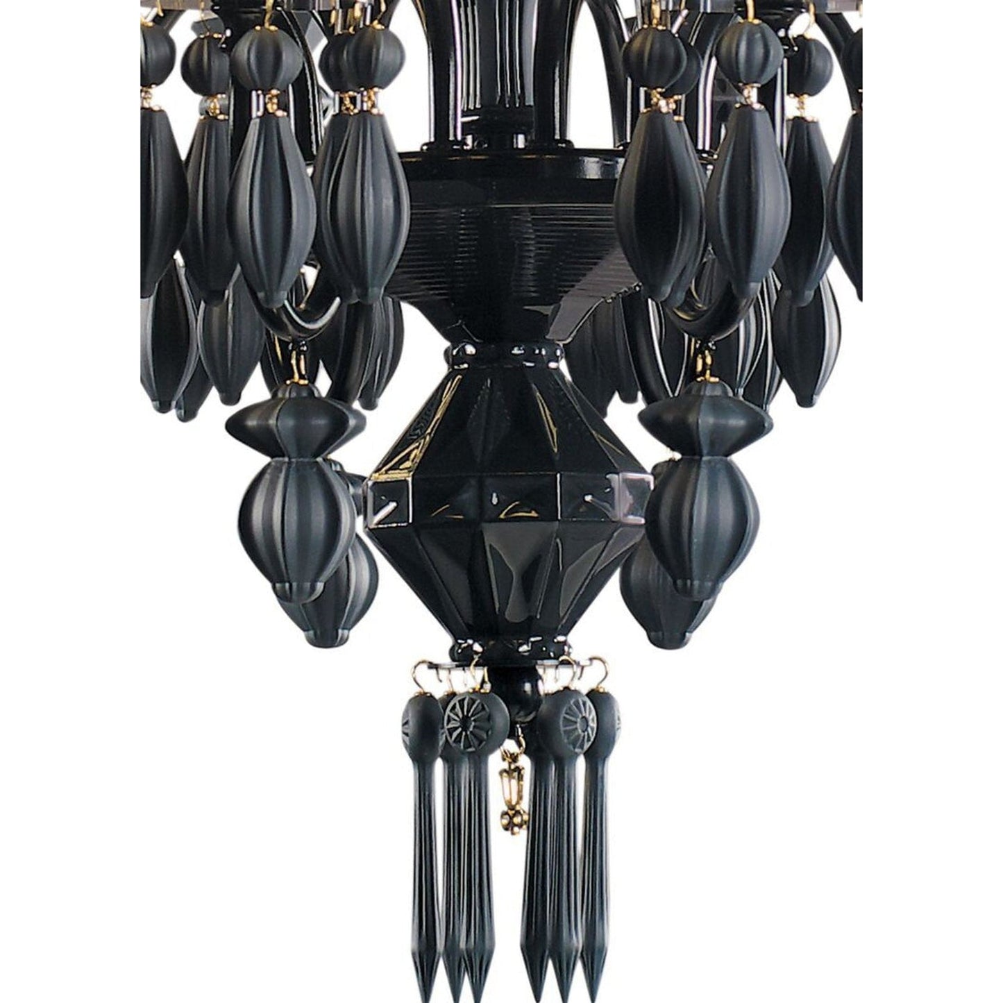 12-Light Engraved Porcelain Chandelier / Golden Luster