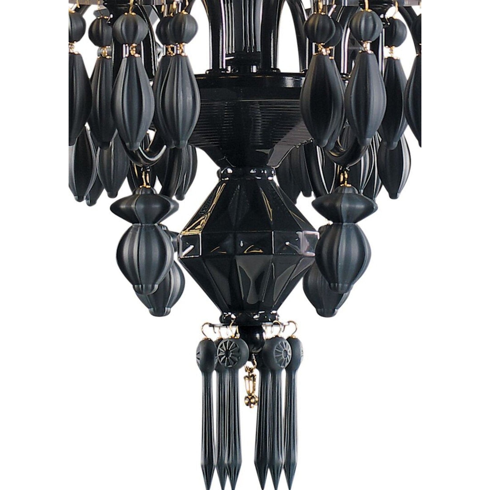 12-Light Engraved Porcelain Chandelier / Golden Luster