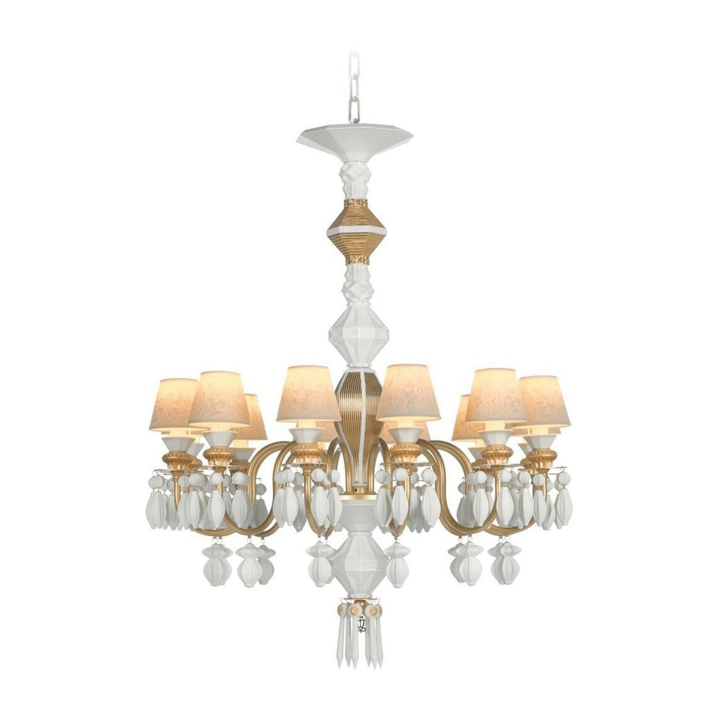 12-Light Engraved Porcelain Chandelier