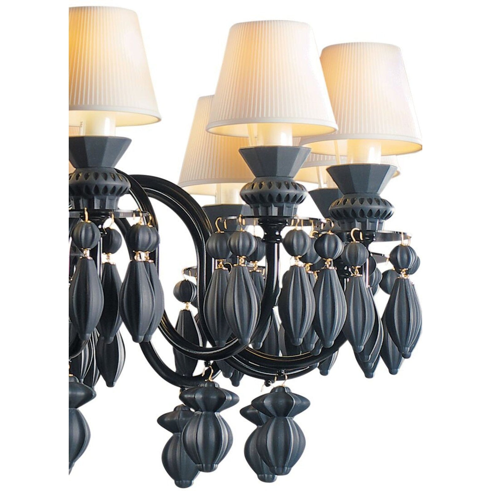 12-Light Engraved Porcelain Chandelier / Green