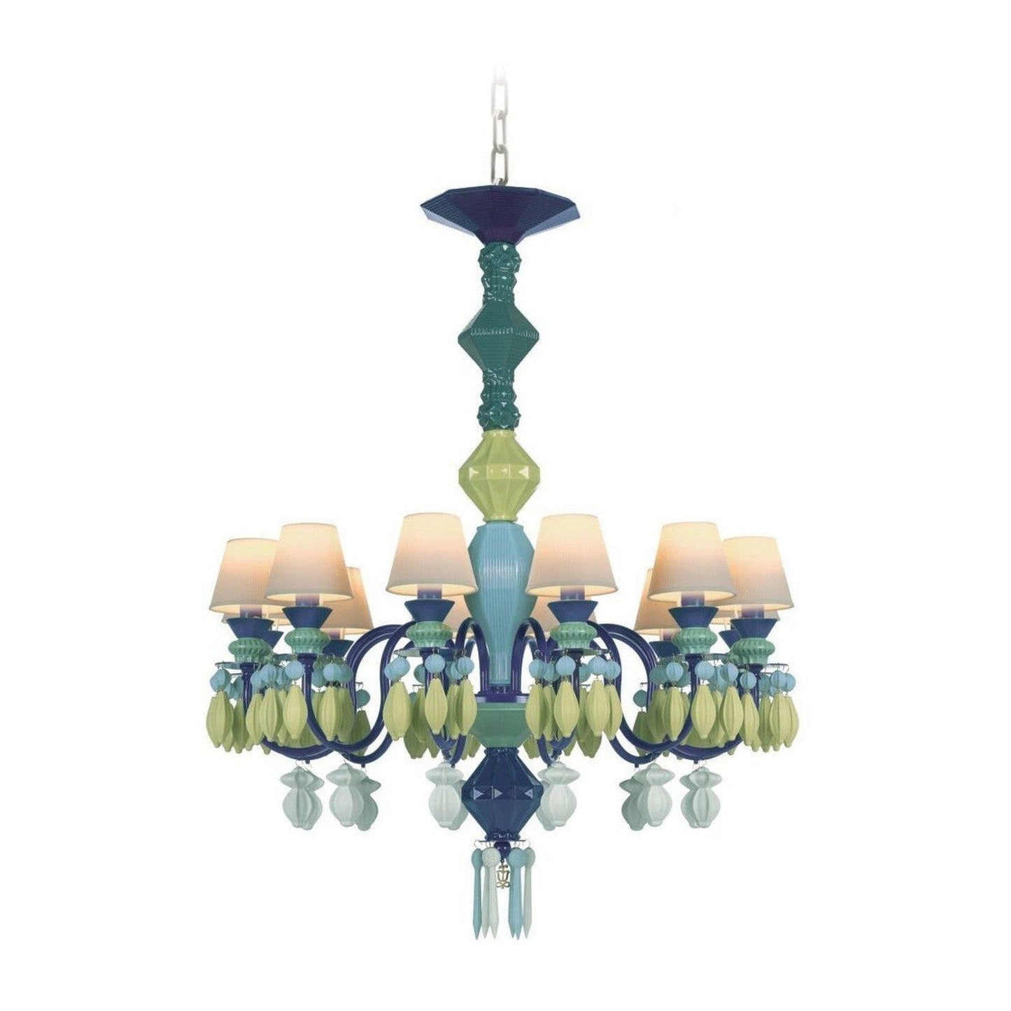 12-Light Engraved Porcelain Chandelier