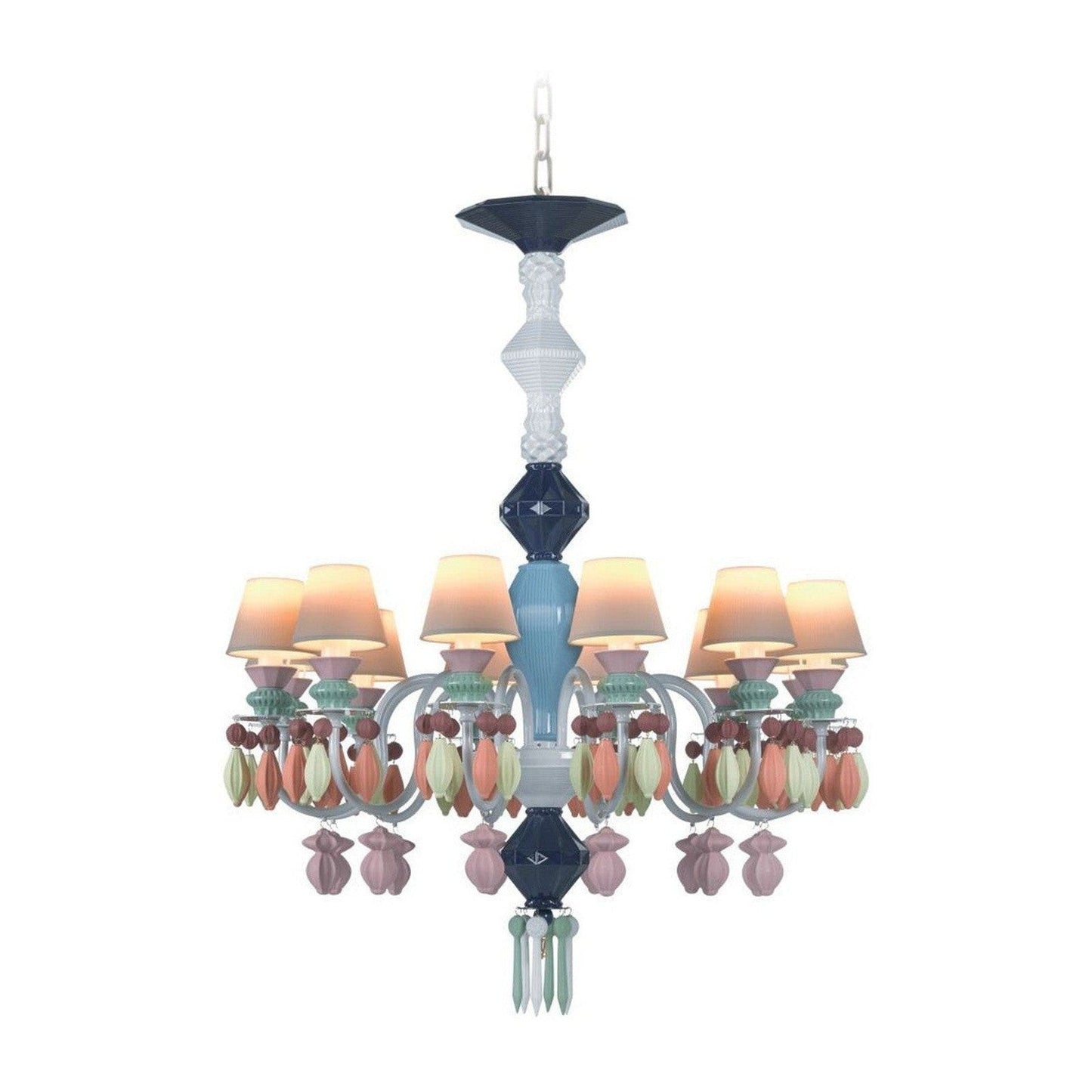 12-Light Engraved Porcelain Chandelier