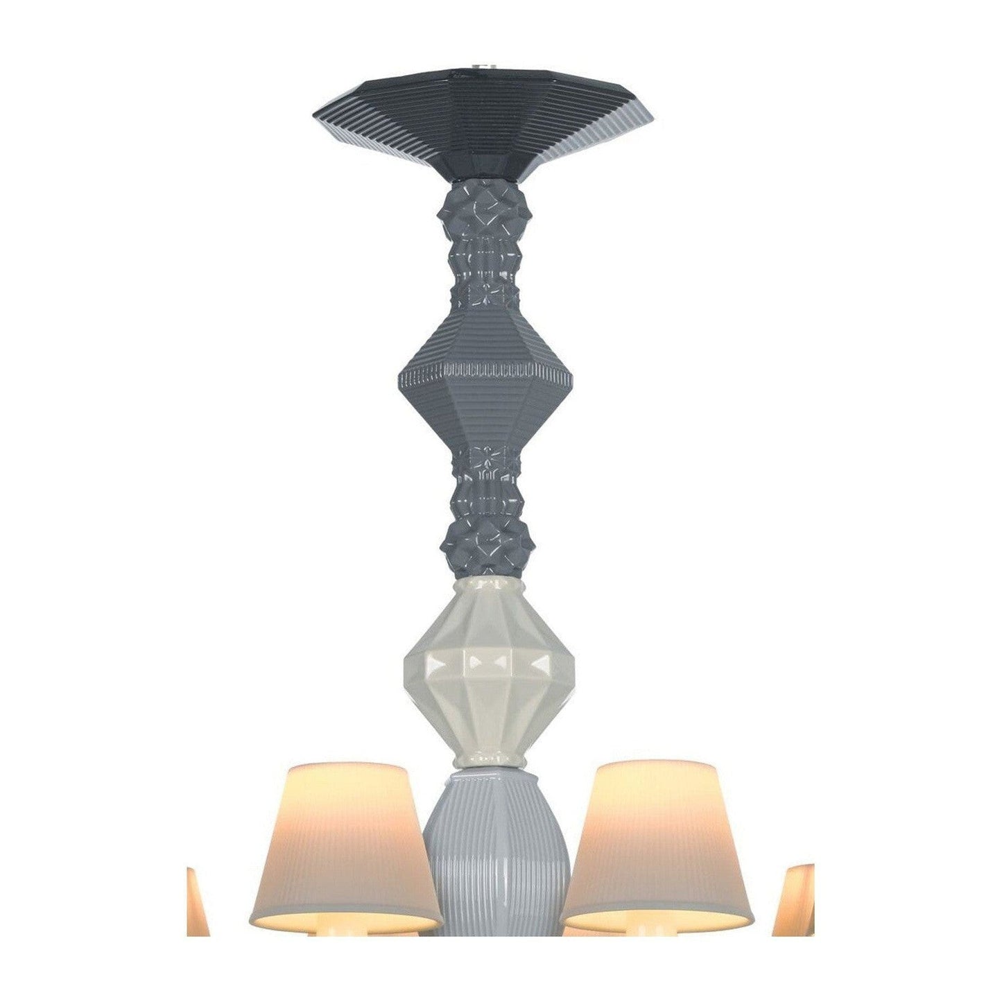 12-Light Engraved Porcelain Chandelier / Silver Luster
