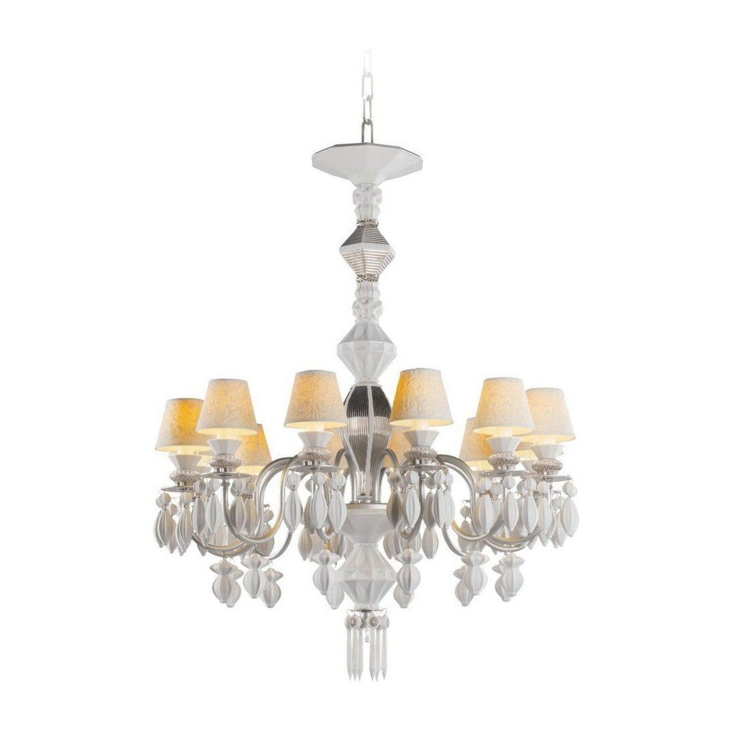12-Light Engraved Porcelain Chandelier