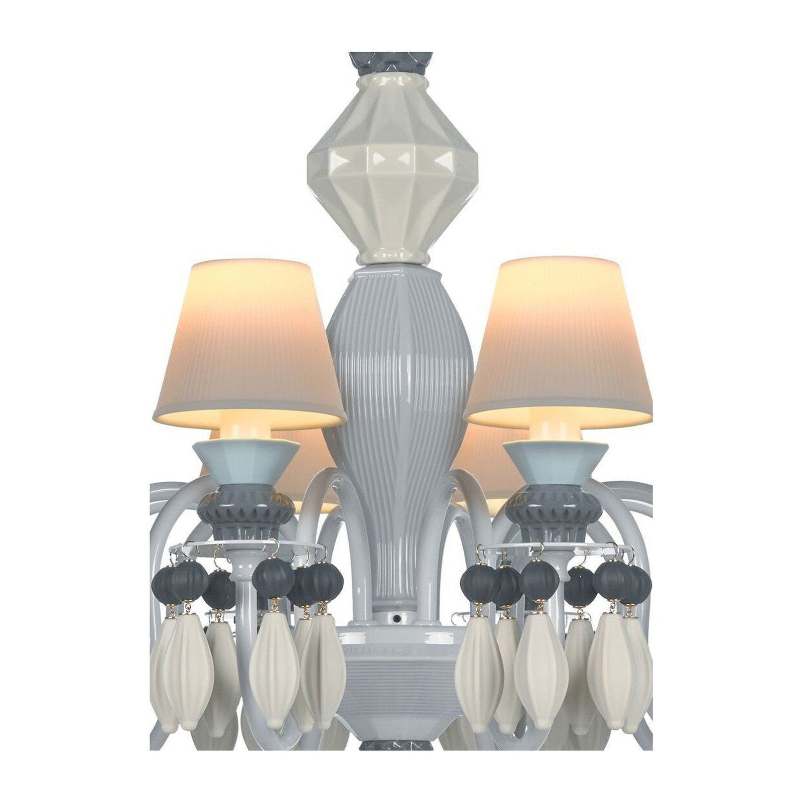 12-Light Engraved Porcelain Chandelier