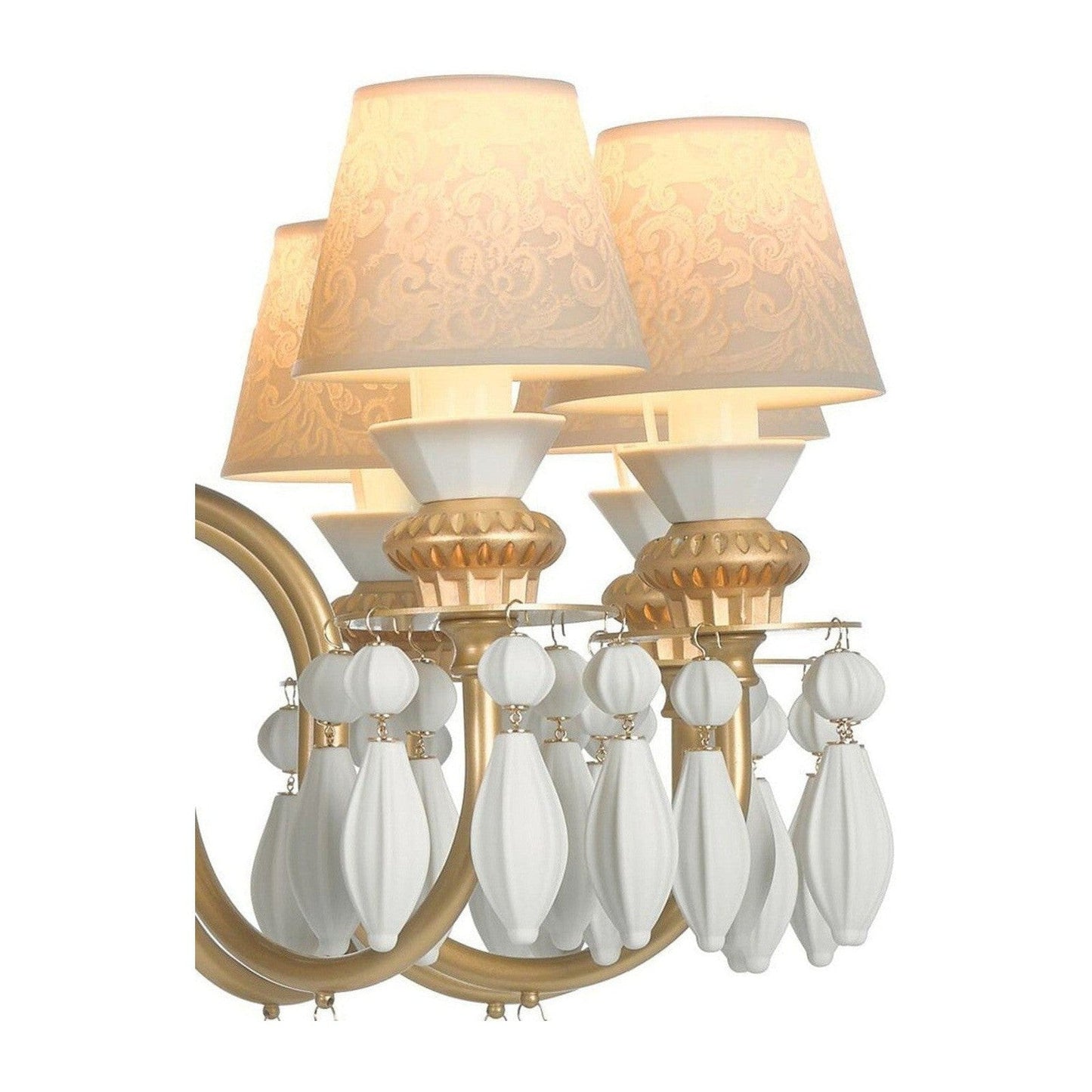 12-Light Engraved Porcelain Chandelier
