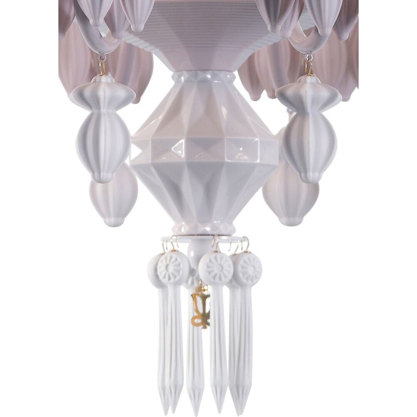 12-Light Engraved Porcelain Chandelier