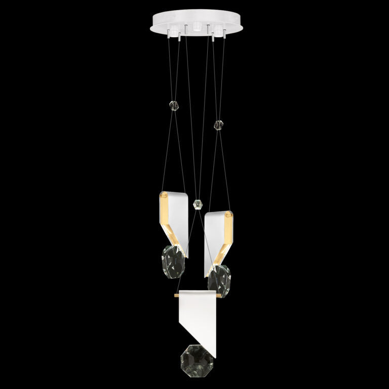 16-Inch Three-Drop Crystal Pendant Light / White