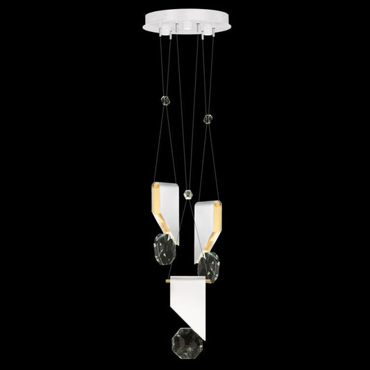 16-Inch Three-Drop Crystal Pendant Light / White