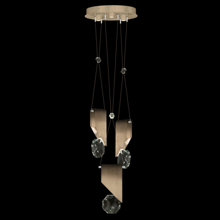 16-Inch Three-Drop Crystal Pendant Light / Bronze