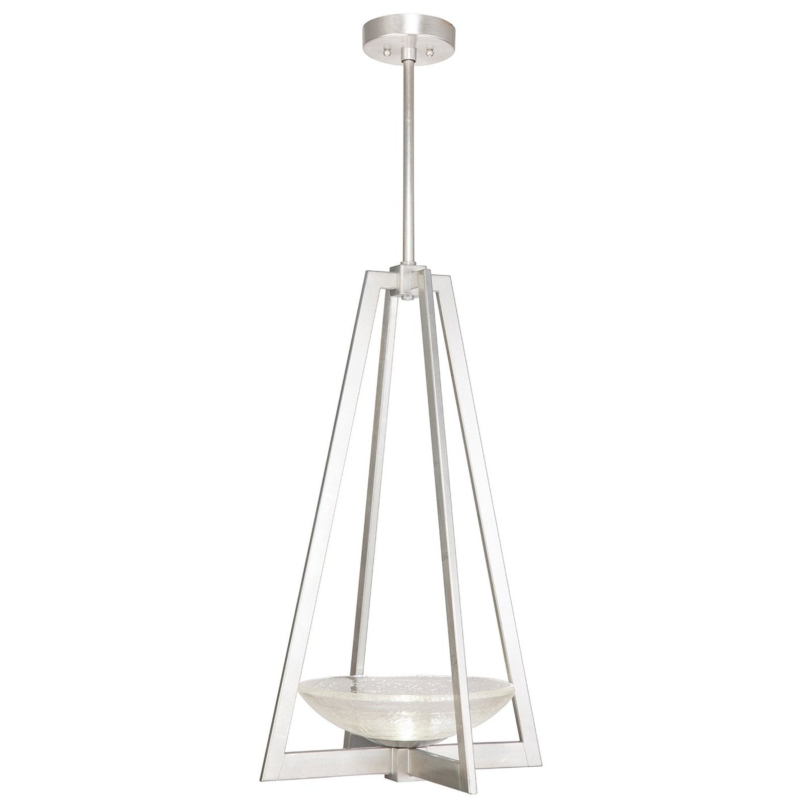17.5-Inch Hand-Blown Glass Square Pendant Light / Silver