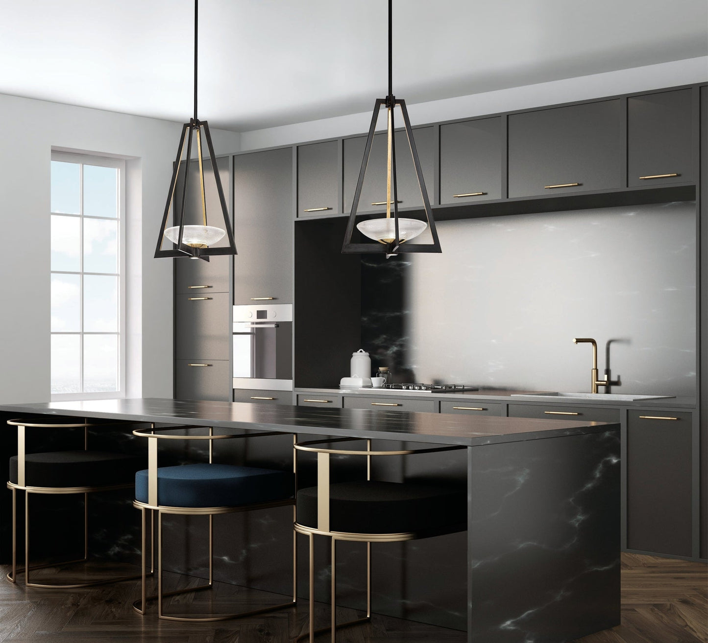 17.5-Inch Hand-Blown Glass Square Pendant Light