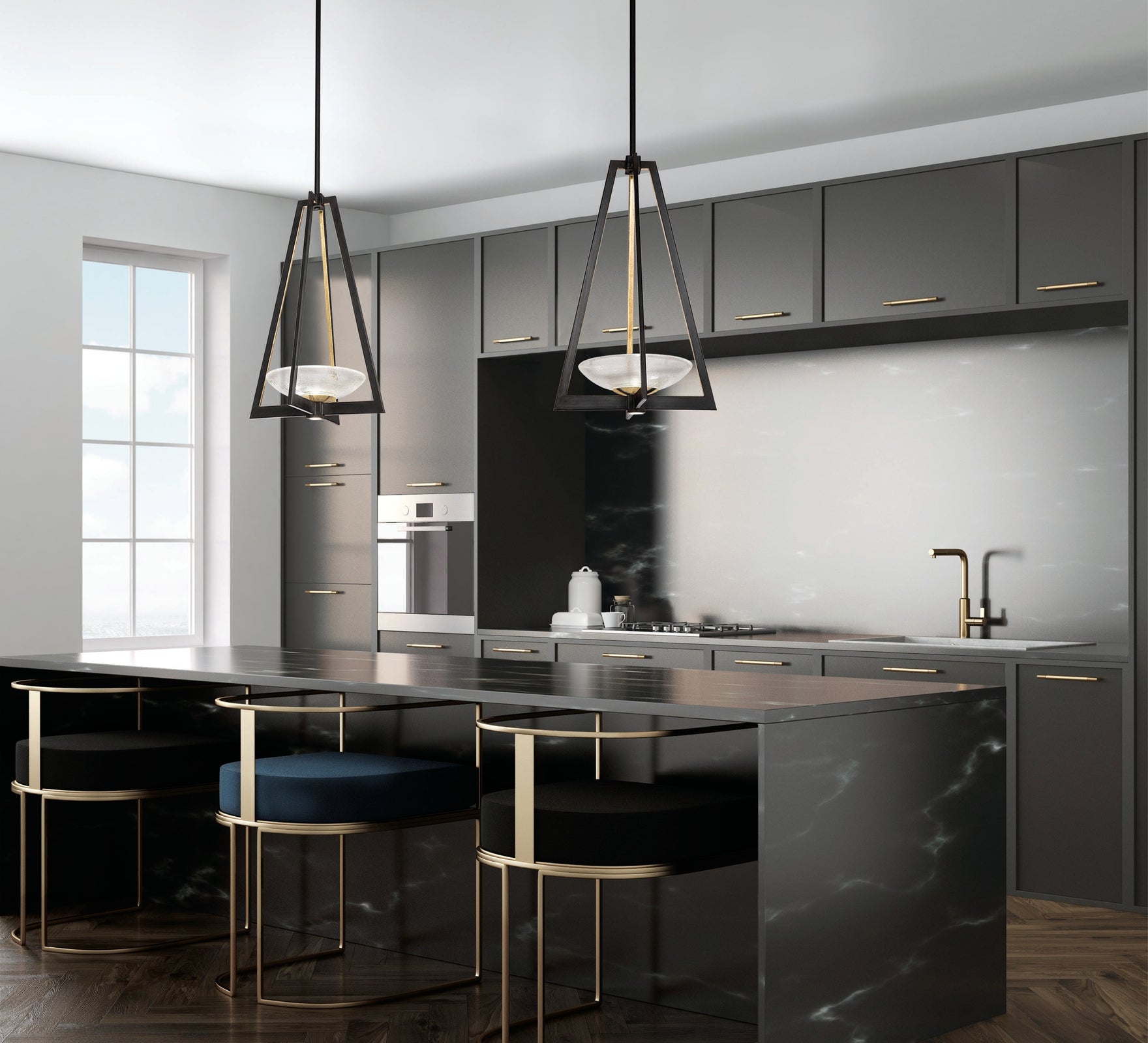 17.5-Inch Hand-Blown Glass Square Pendant Light