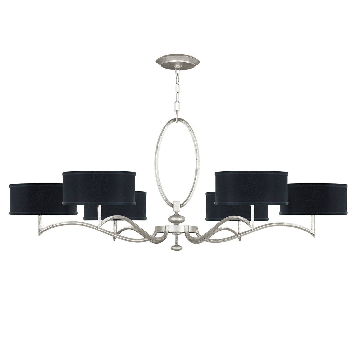51-Inch Leaf-Finish Fabric Shade Chandelier / Champagne/Gold