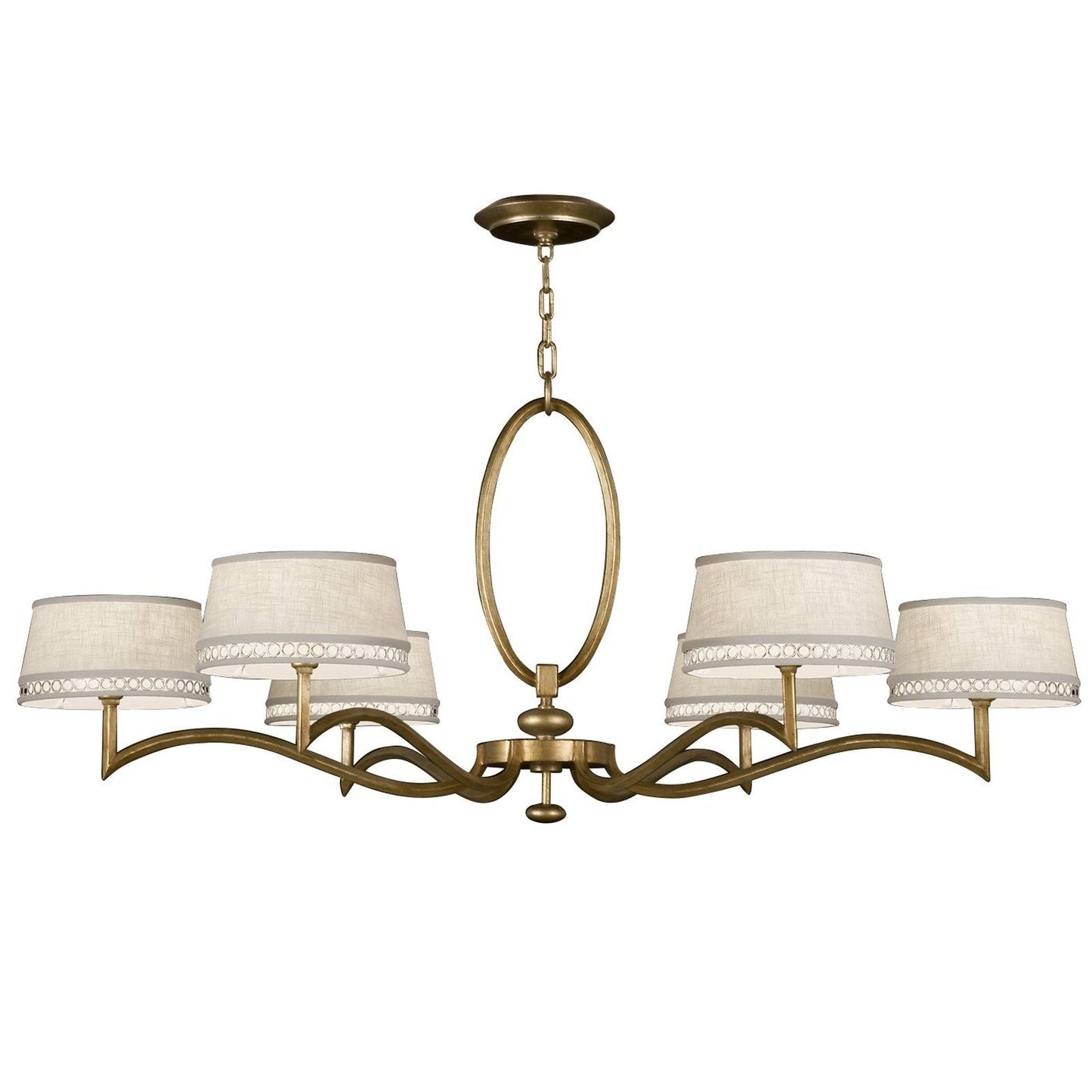 51-Inch Leaf-Finish Fabric Shade Chandelier