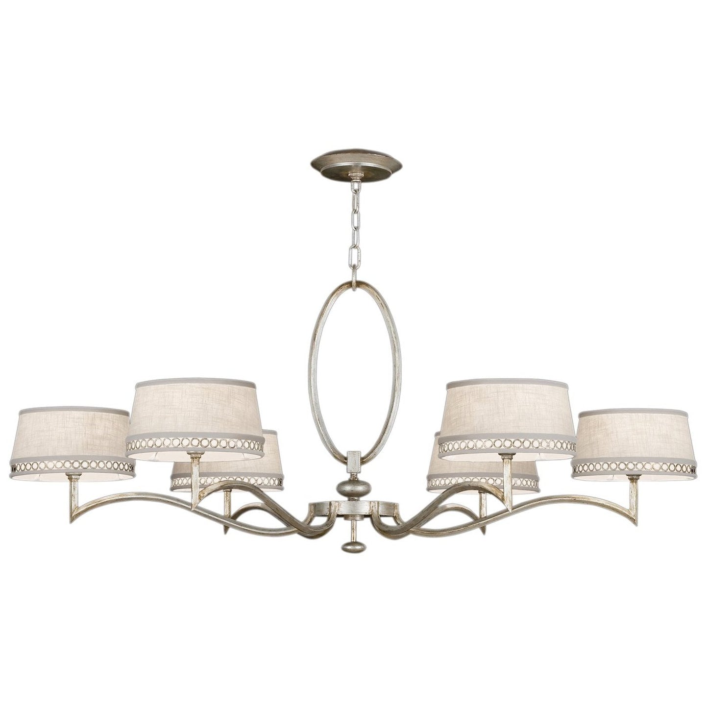 51-Inch Leaf-Finish Fabric Shade Chandelier