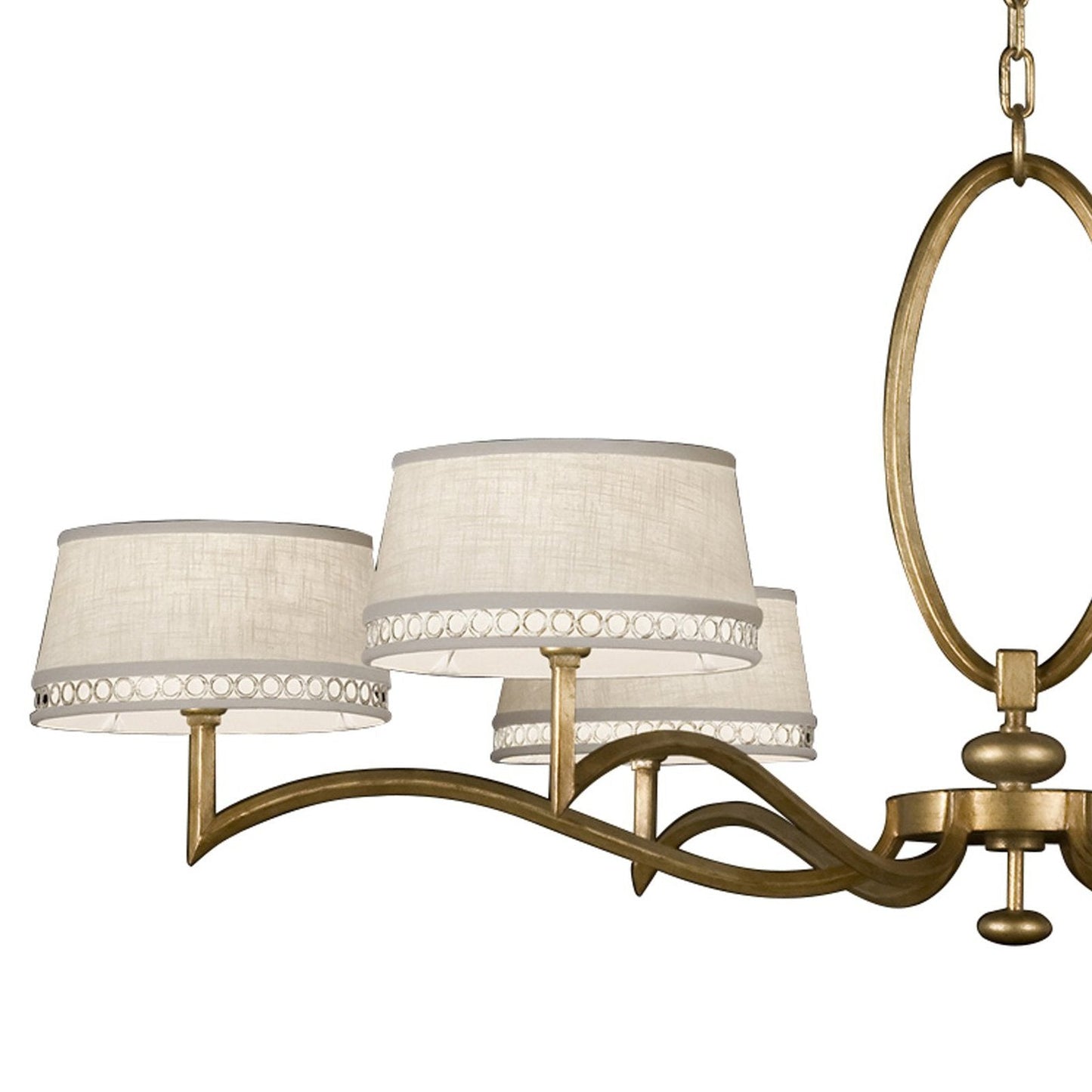 51-Inch Leaf-Finish Fabric Shade Chandelier