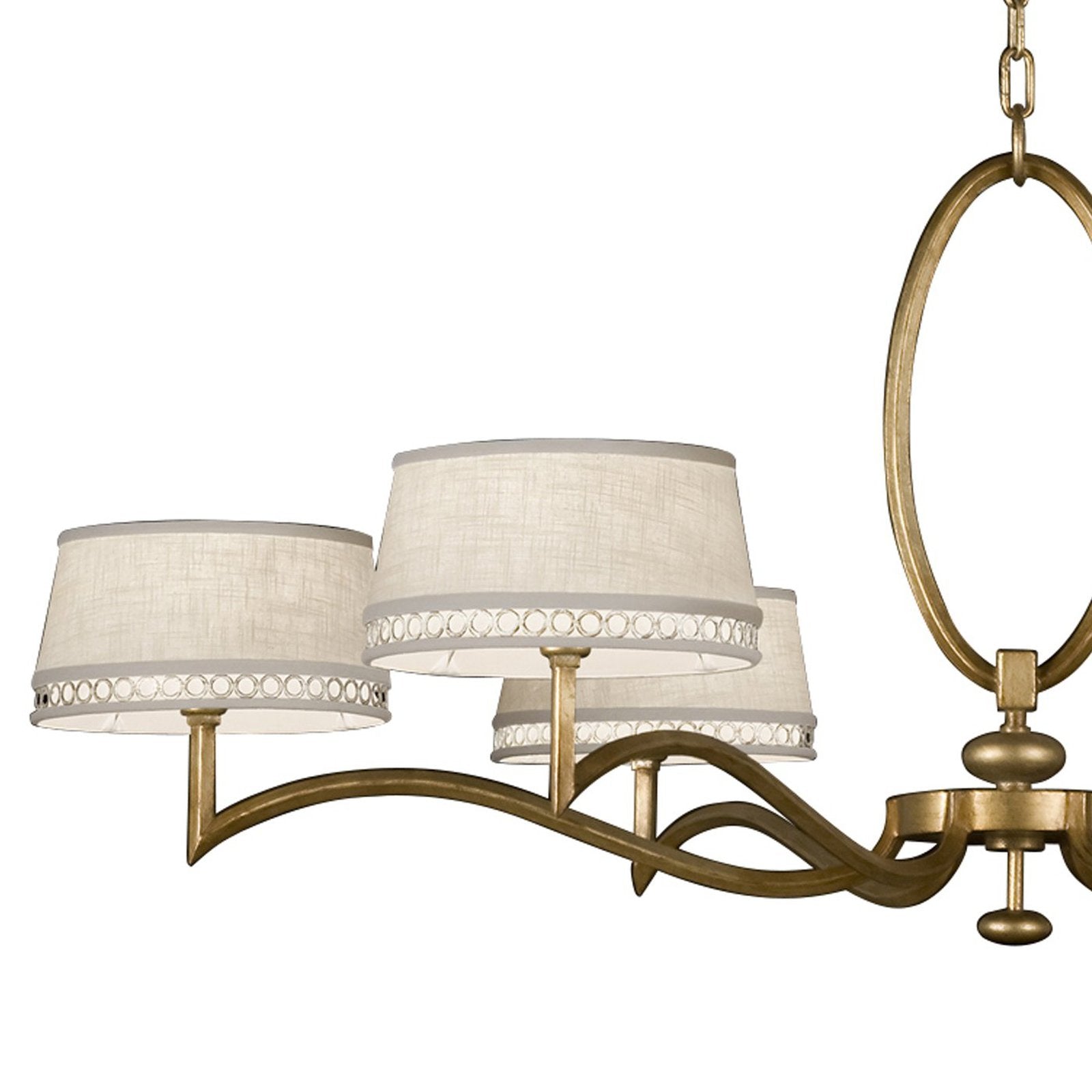 51-Inch Leaf-Finish Fabric Shade Chandelier