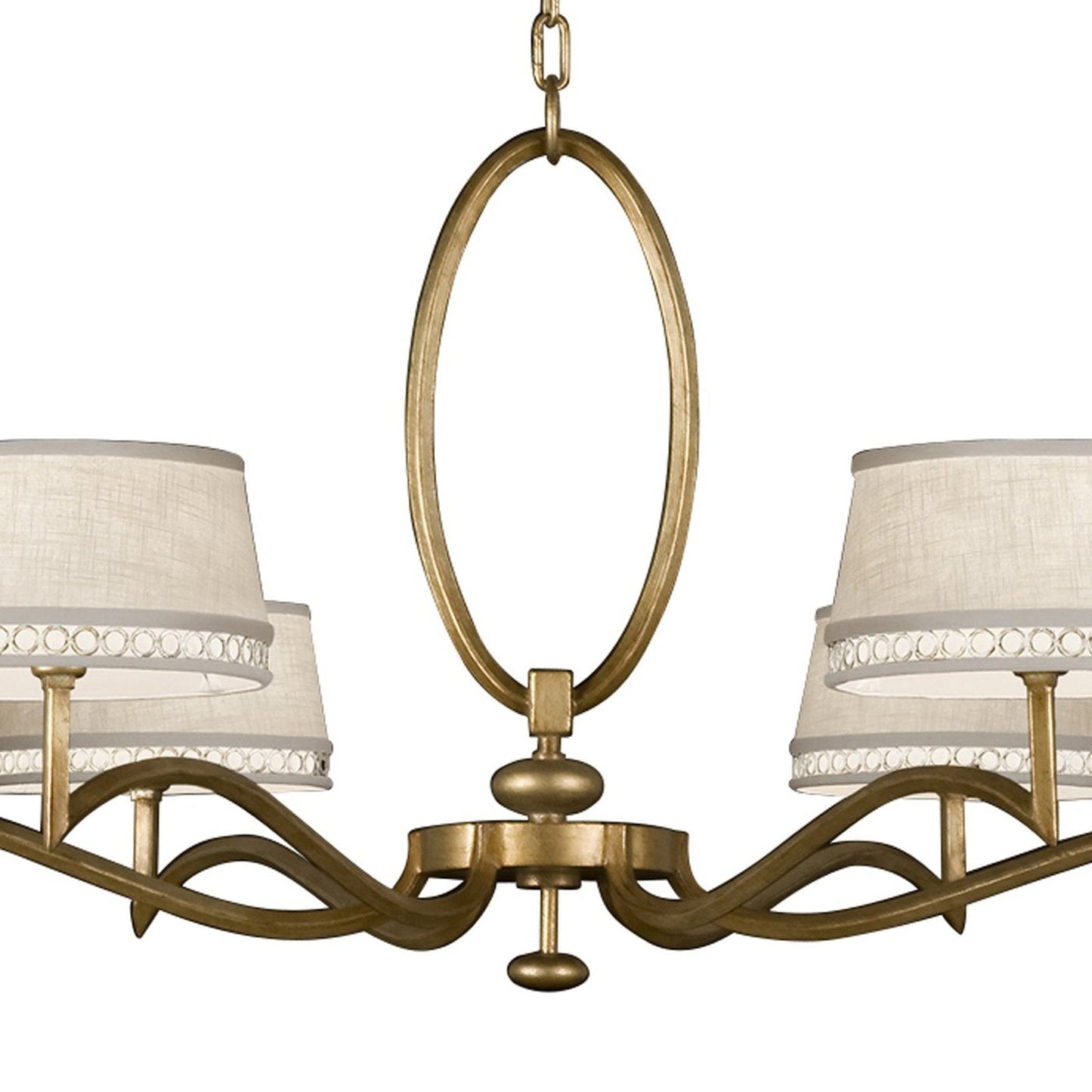 51-Inch Leaf-Finish Fabric Shade Chandelier