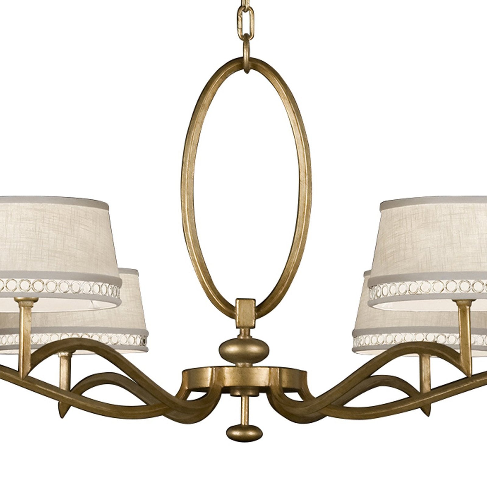51-Inch Leaf-Finish Fabric Shade Chandelier