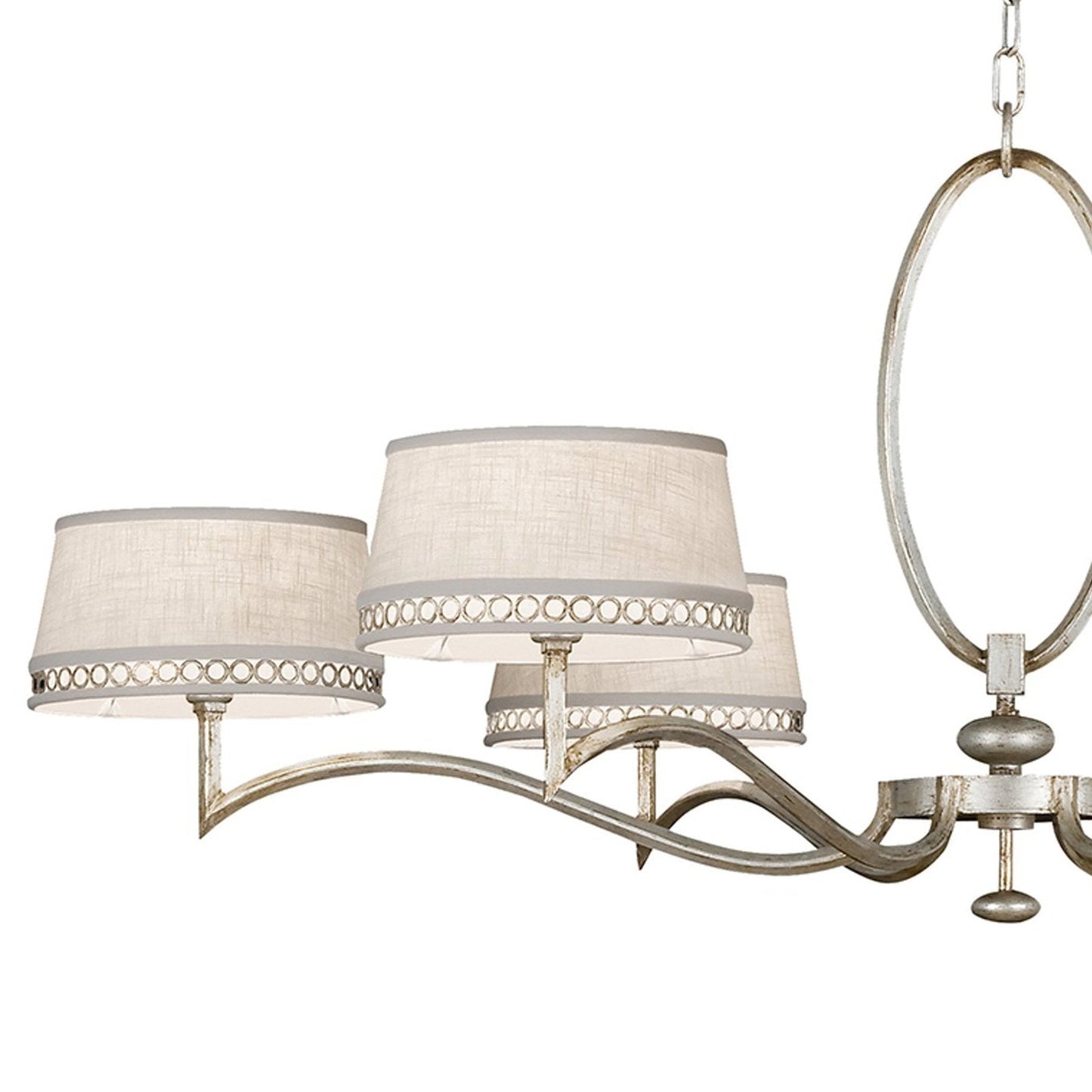51-Inch Leaf-Finish Fabric Shade Chandelier