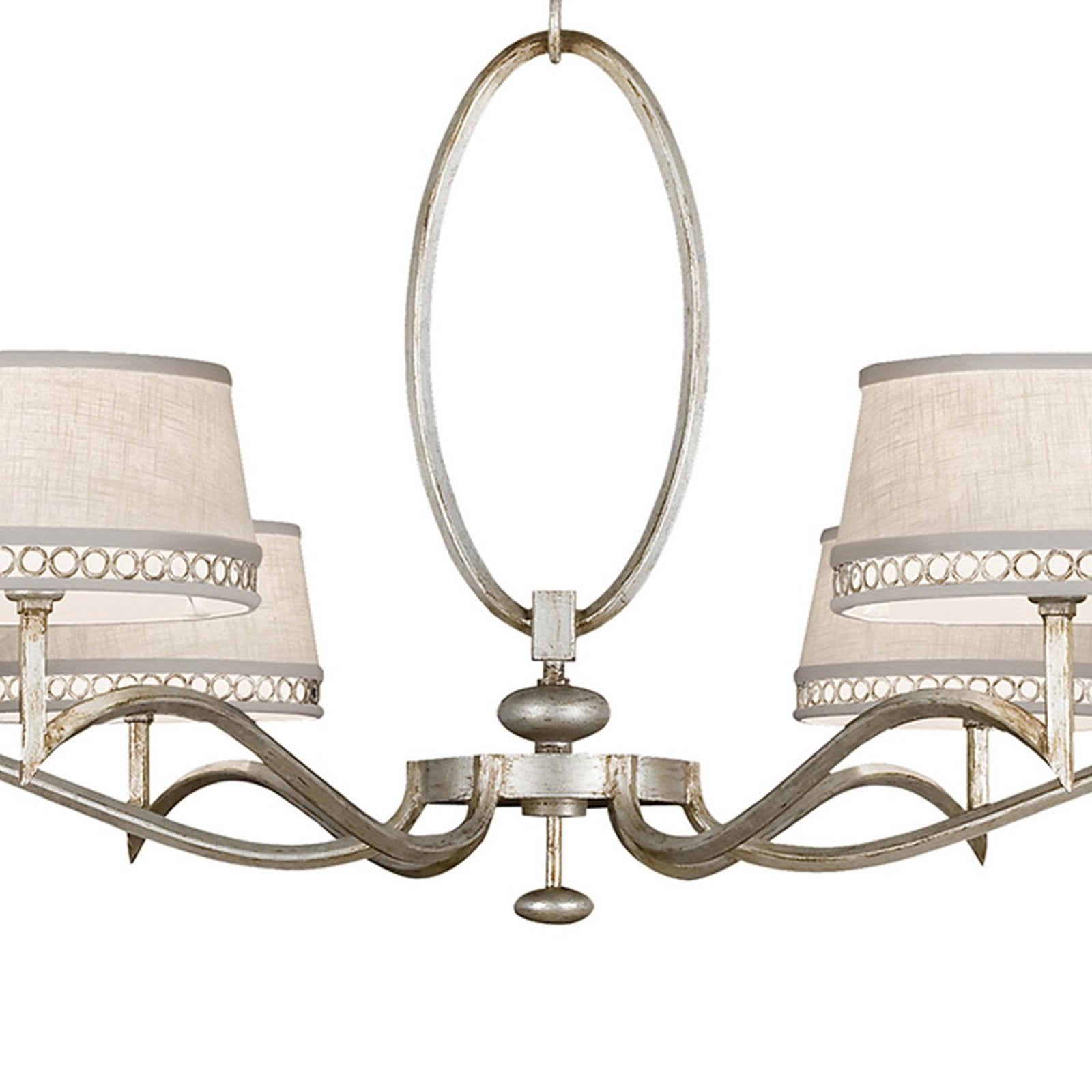 51-Inch Leaf-Finish Fabric Shade Chandelier