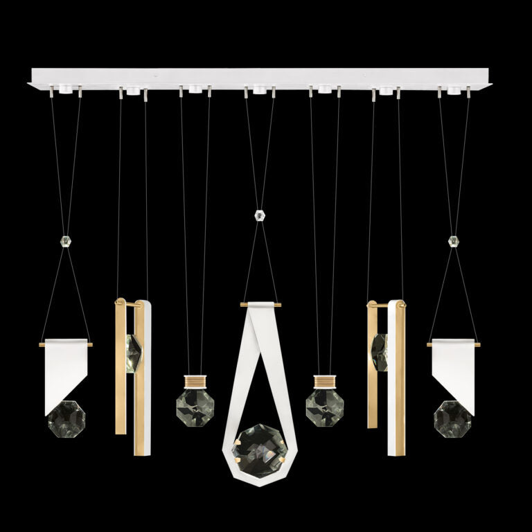 60-Inch Seven-Drop Crystal Pendant Light / White