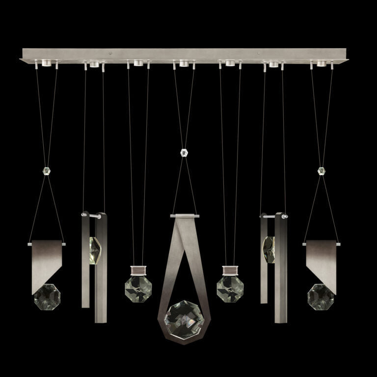 60-Inch Seven-Drop Crystal Pendant Light / Soft Ombre Silver