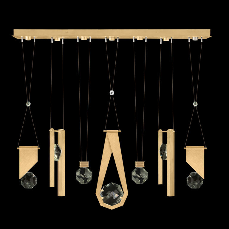 60-Inch Seven-Drop Crystal Pendant Light / Gold