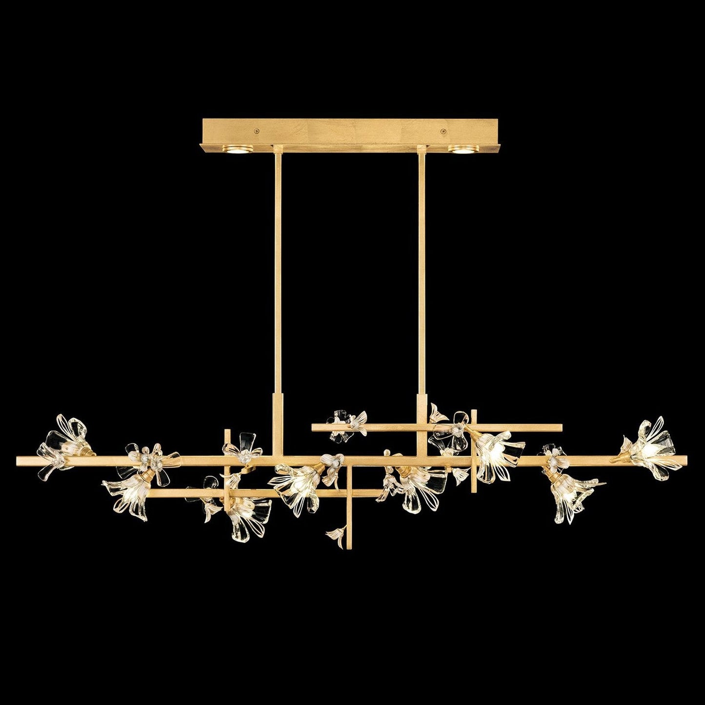 65-Inch Crystal Floral Linear Pendant Light