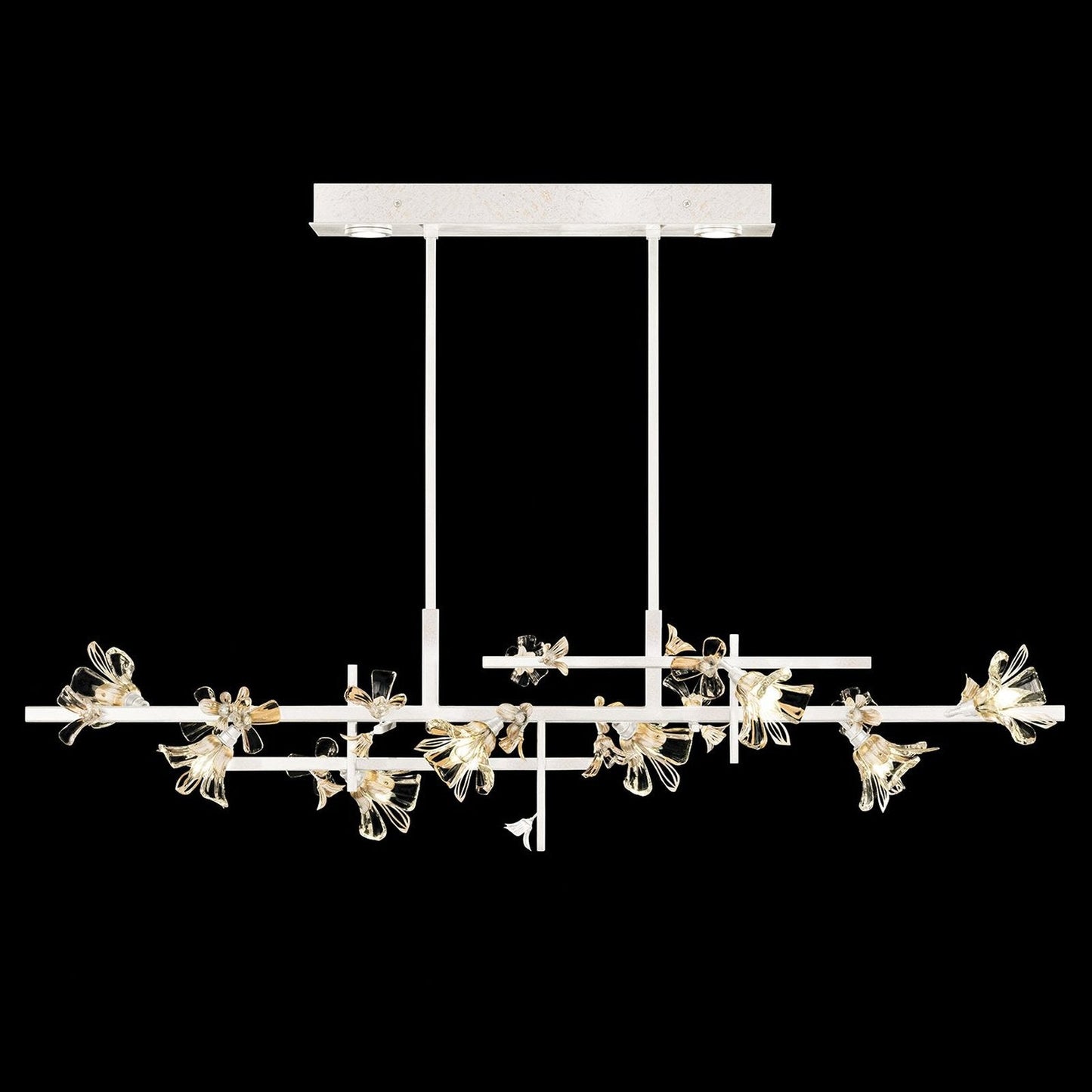 65-Inch Crystal Floral Linear Pendant Light
