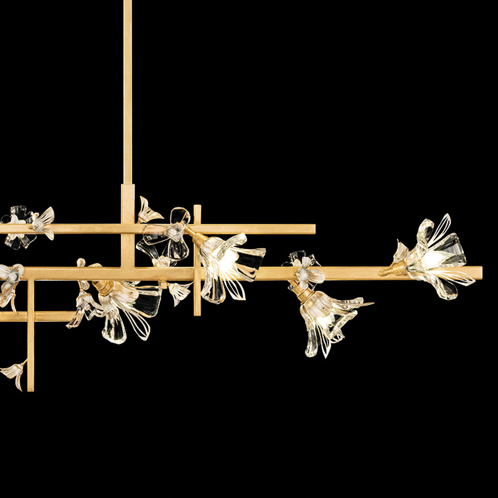 65-Inch Crystal Floral Linear Pendant Light