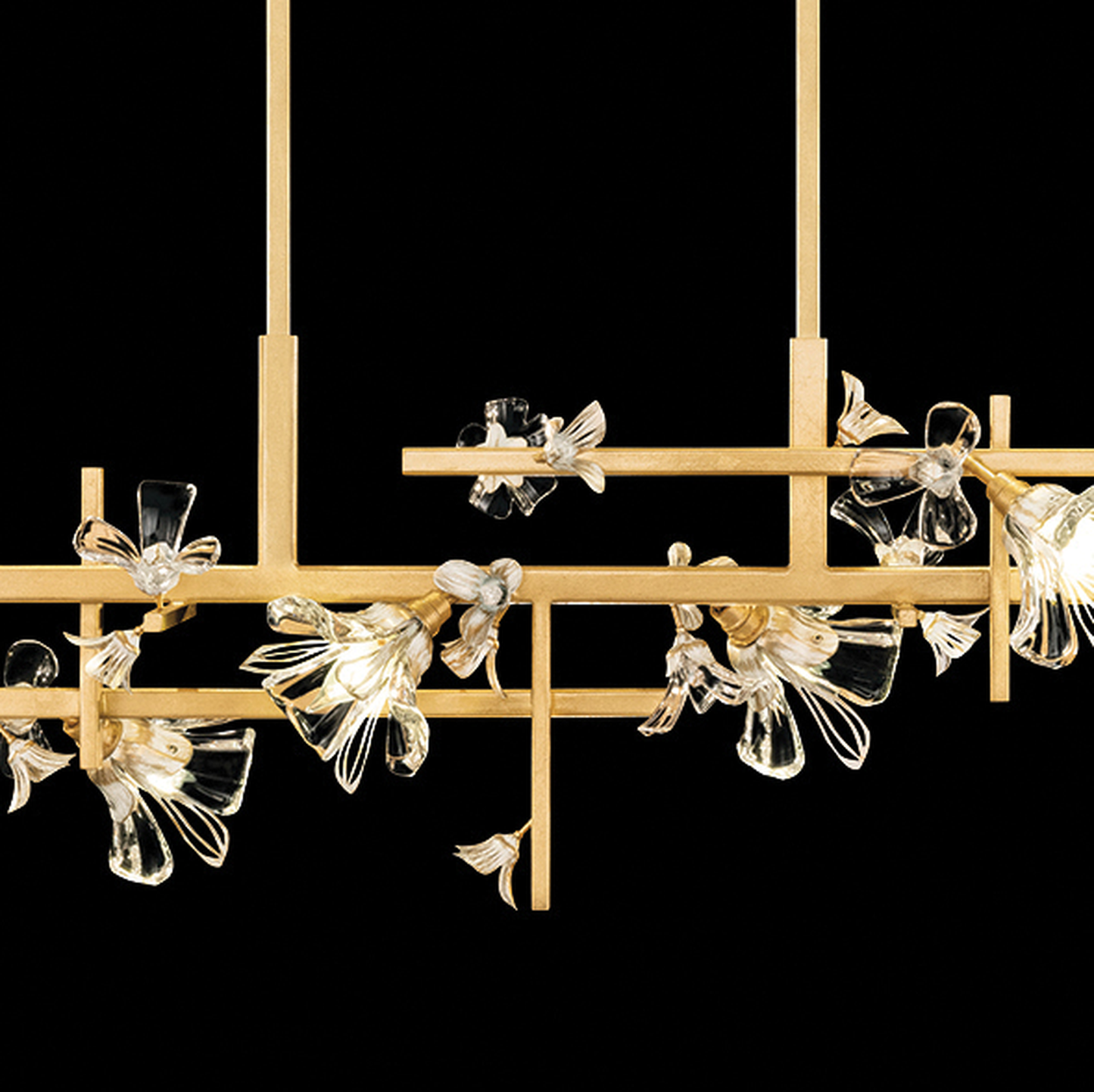 65-Inch Crystal Floral Linear Pendant Light