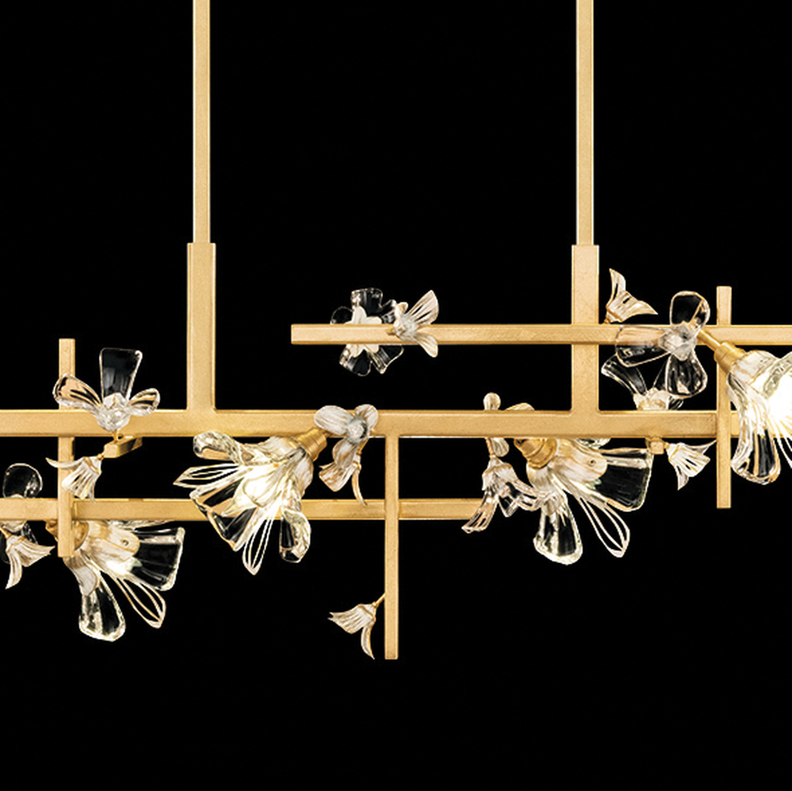65-Inch Crystal Floral Linear Pendant Light