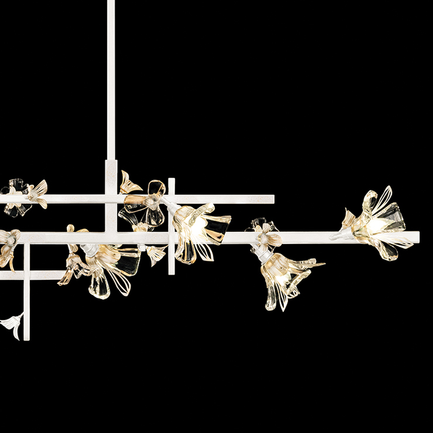65-Inch Crystal Floral Linear Pendant Light