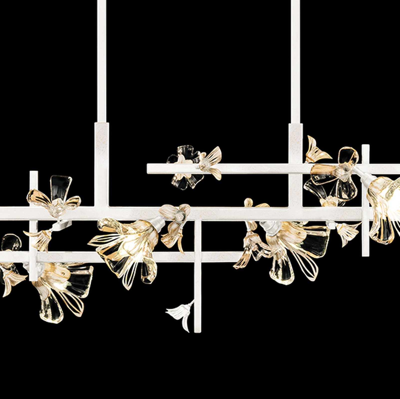 65-Inch Crystal Floral Linear Pendant Light