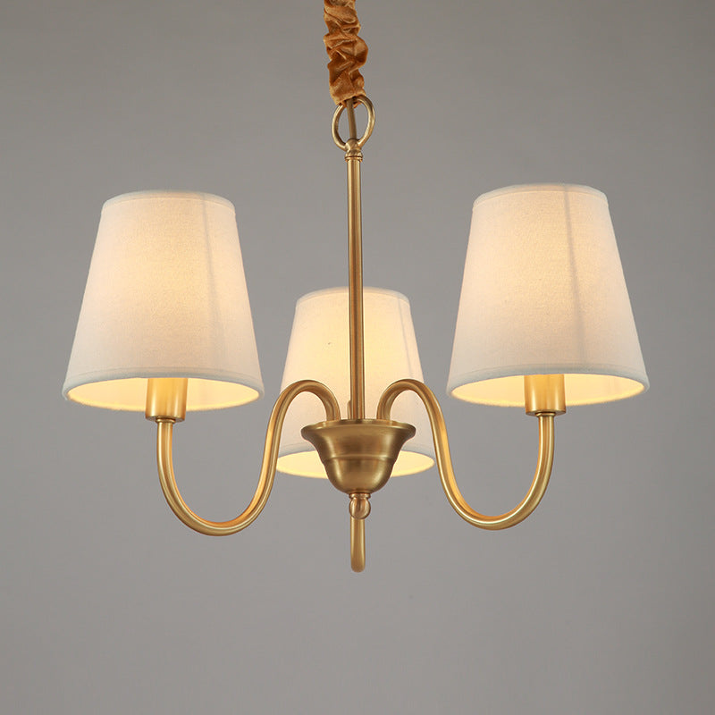 Copper Branch Fabric-Shade Chandelier / 3 heads