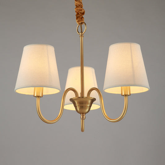 Copper Branch Fabric-Shade Chandelier / 3 heads