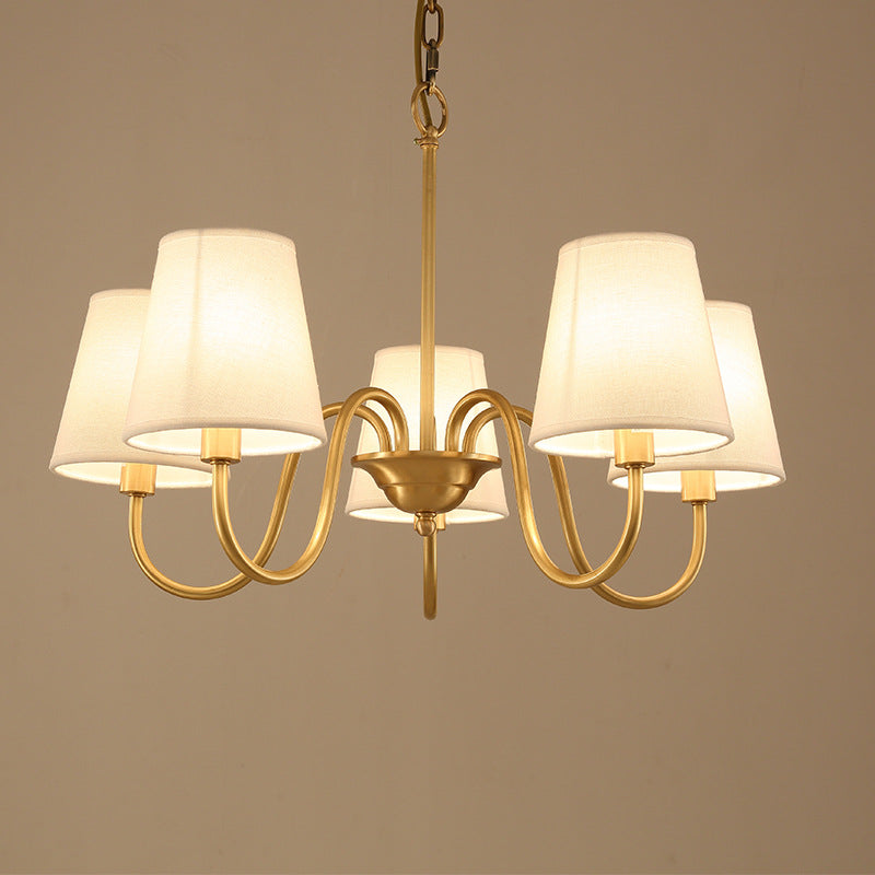 Copper Branch Fabric-Shade Chandelier / 5 heads