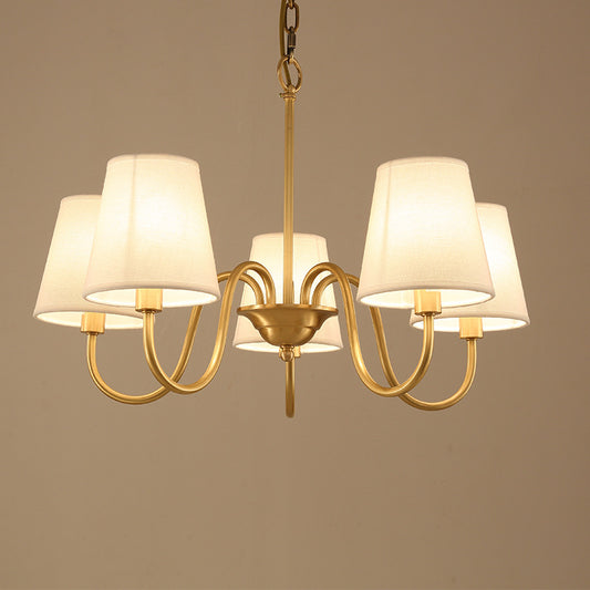Copper Branch Fabric-Shade Chandelier / 5 heads