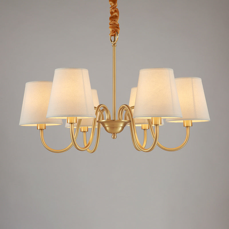 Copper Branch Fabric-Shade Chandelier / 6 heads