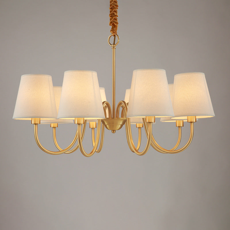Copper Branch Fabric-Shade Chandelier / 8 heads