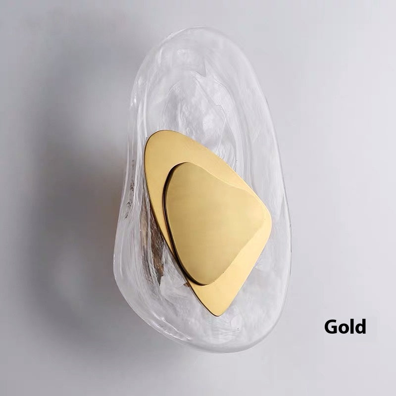Minimalist Glass and Iron LED Wall Light / Tricolor Light / Gold