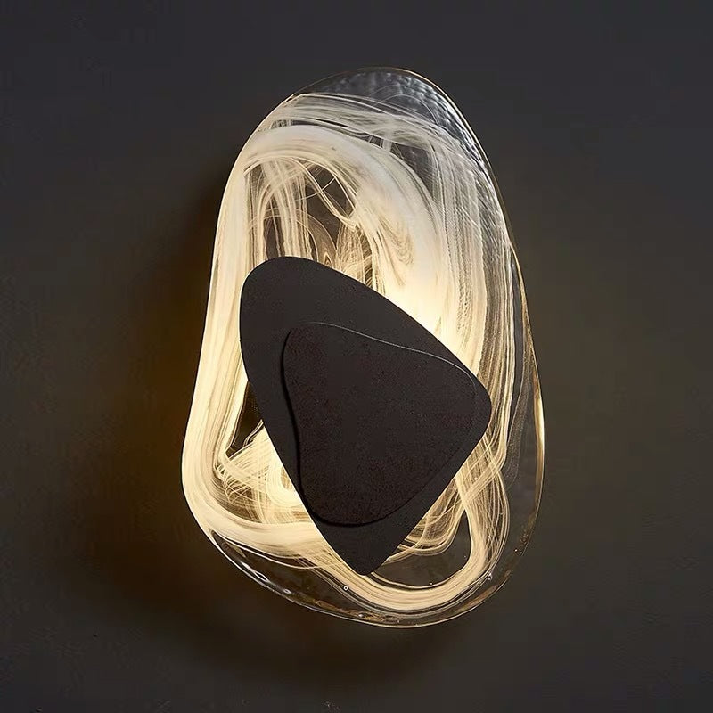 Minimalist Glass and Iron LED Wall Light / Warm Light / Black