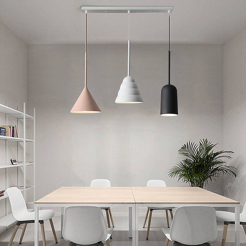 Retro Three-Colour Hanging Chandelier / Monochrome Warm Light / A Style Black