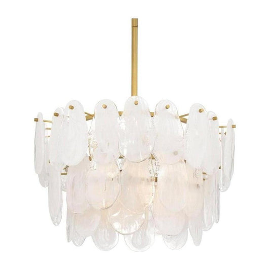Three-Light Tiered Glass Chandelier / Default Title