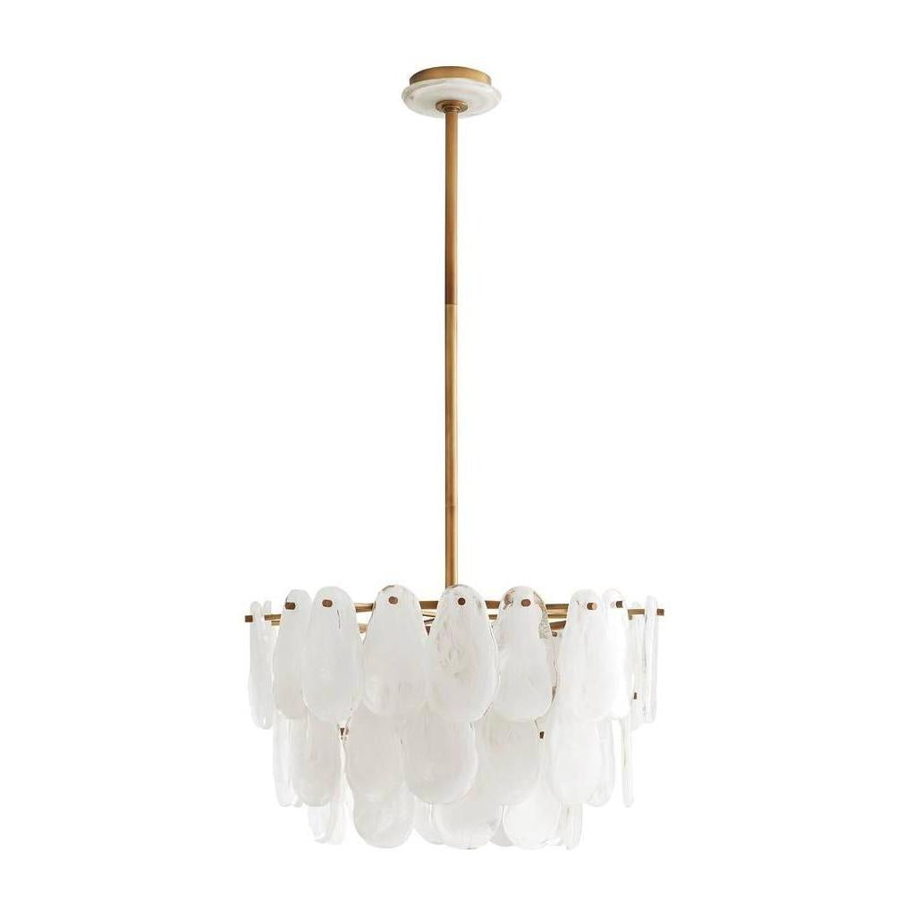 Three-Light Tiered Glass Chandelier